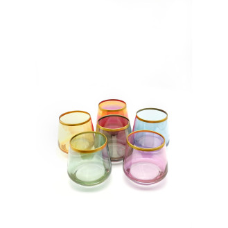 Özcam Kristal D-1643 6 Parça 6 Kişilik Renkli Kahve Yanı Su Bardağı
