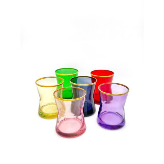 Özcam Kristal D-2341 6 Kişilik Karışık Renk Kahve Yanı Su Bardağı