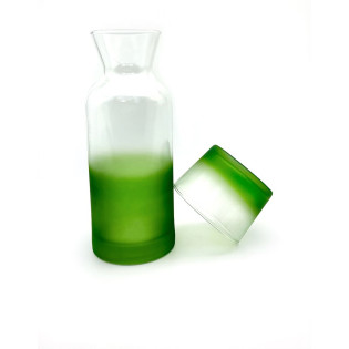 Özcam Kristal D-2415 Tek Kişilik Buz Efektli Yeşil Renk Başucu Sürahisi ve Su Bardağı Takımı